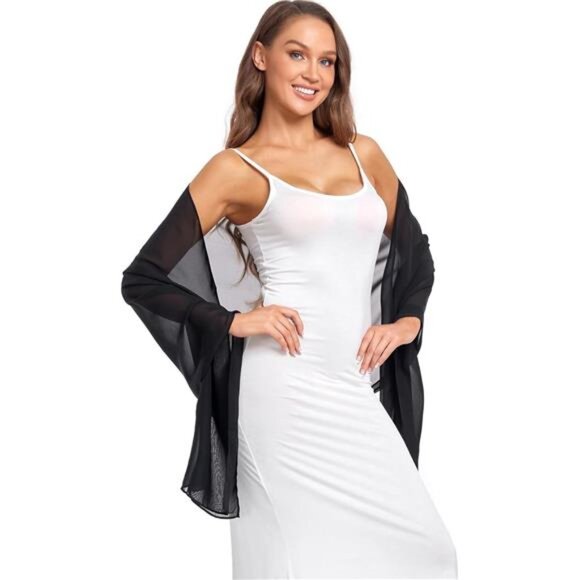 Soft Chiffon Shawl & Wrap - Elegant Bridal & Evening Scarf for Women - Picture 3 of 7